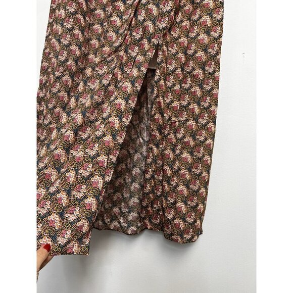 J.CREW Collection Ratti Prism Floral Print Cotton Skirt Sz XL Midi Lined Slit - Picture 6 of 16